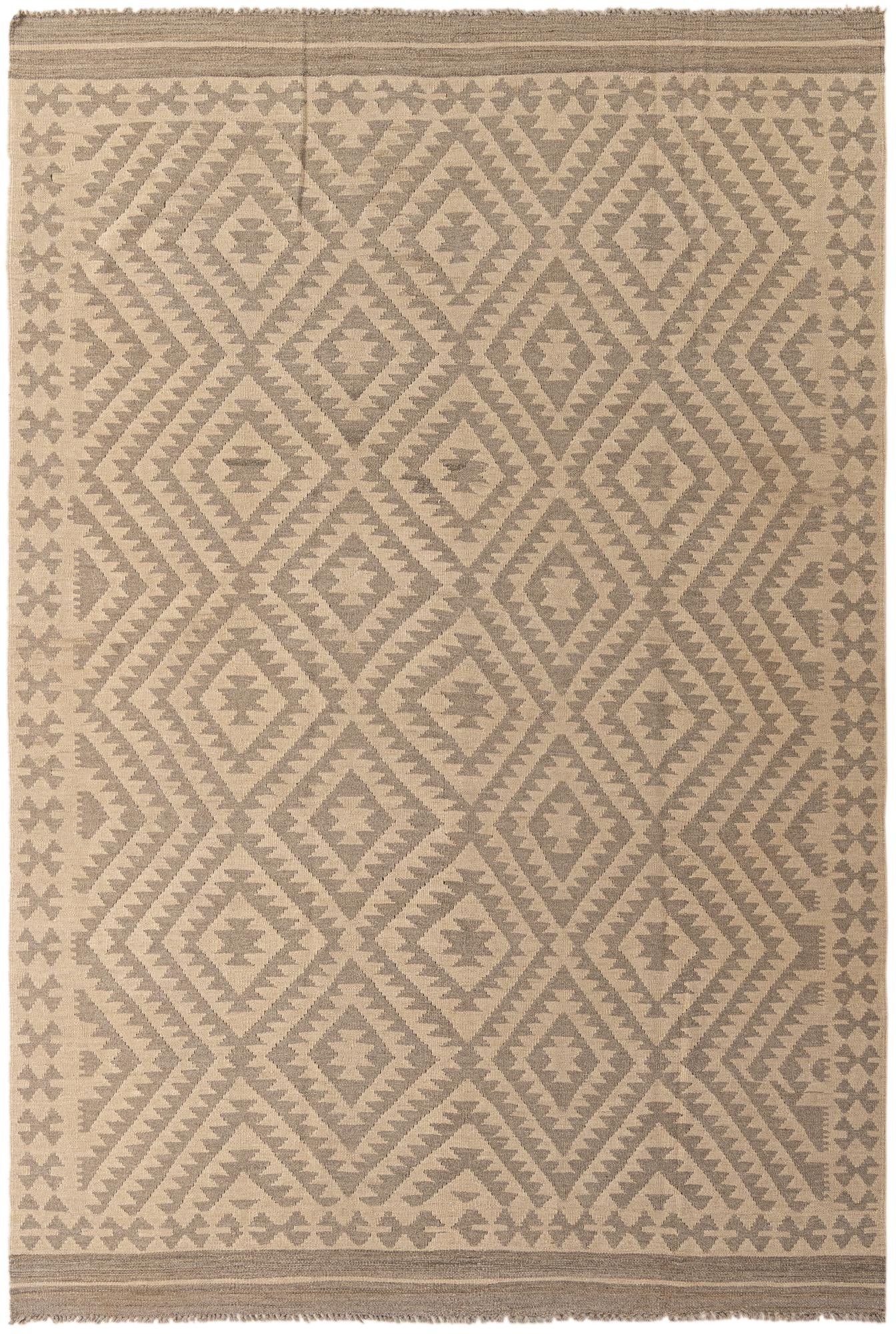 6' 8 x 9' 8 Hand Woven Kilim Maymana Wool Rug