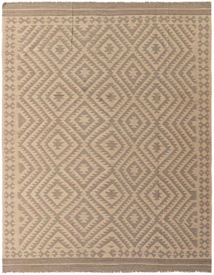 Detail image of 6' 8 x 9' 8 Hand Woven Kilim Maymana Wool Rug