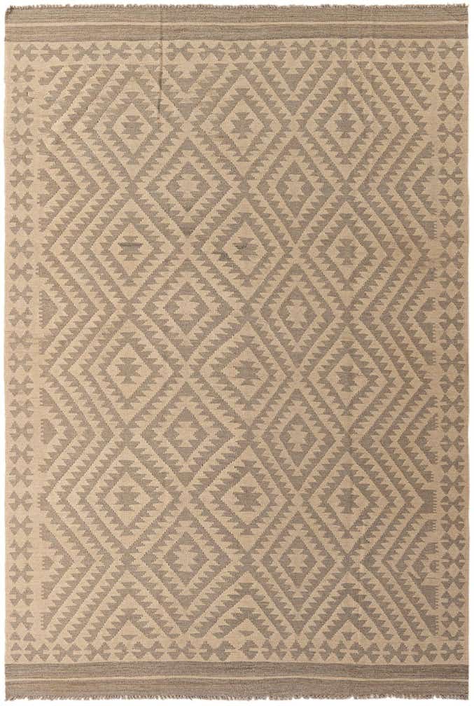 6' 8 x 9' 8 Hand Woven Kilim Maymana Wool Rug