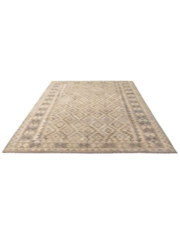 6' 9 x 9' 10 Hand Woven Kilim Maymana Wool Rug