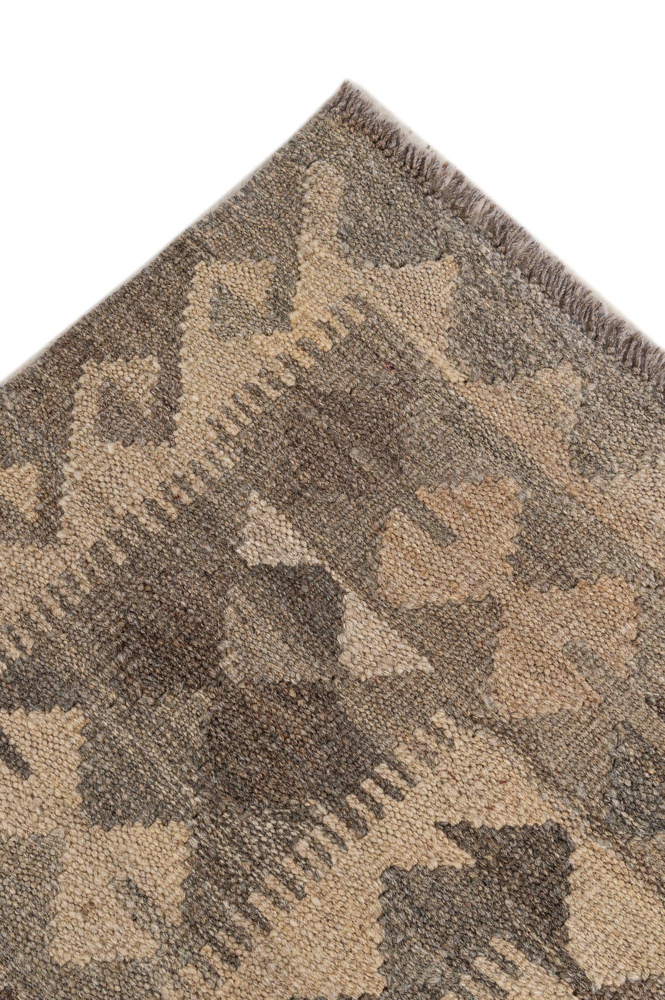 6' 9 x 9' 10 Hand Woven Kilim Maymana Wool Rug
