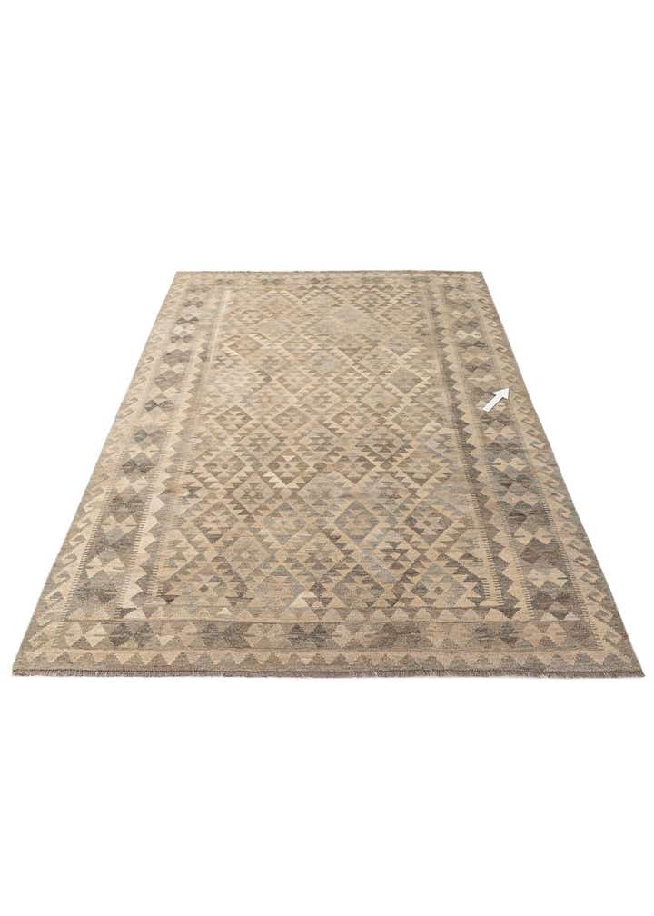 6' 9 x 9' 10 Hand Woven Kilim Maymana Wool Rug