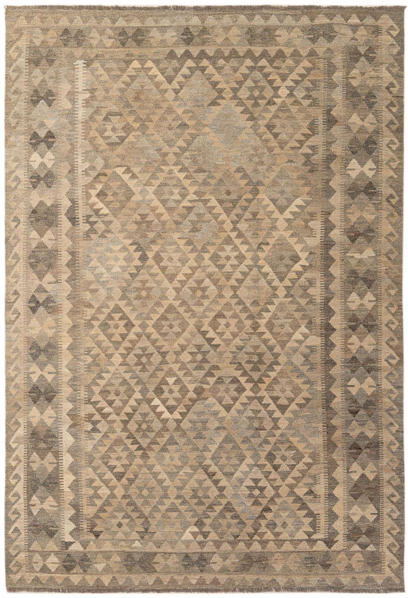 6' 9 x 9' 10 Hand Woven Kilim Maymana Wool Rug
