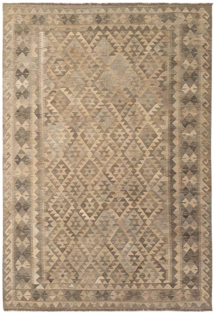 6' 9 x 9' 10 Hand Woven Kilim Maymana Wool Rug