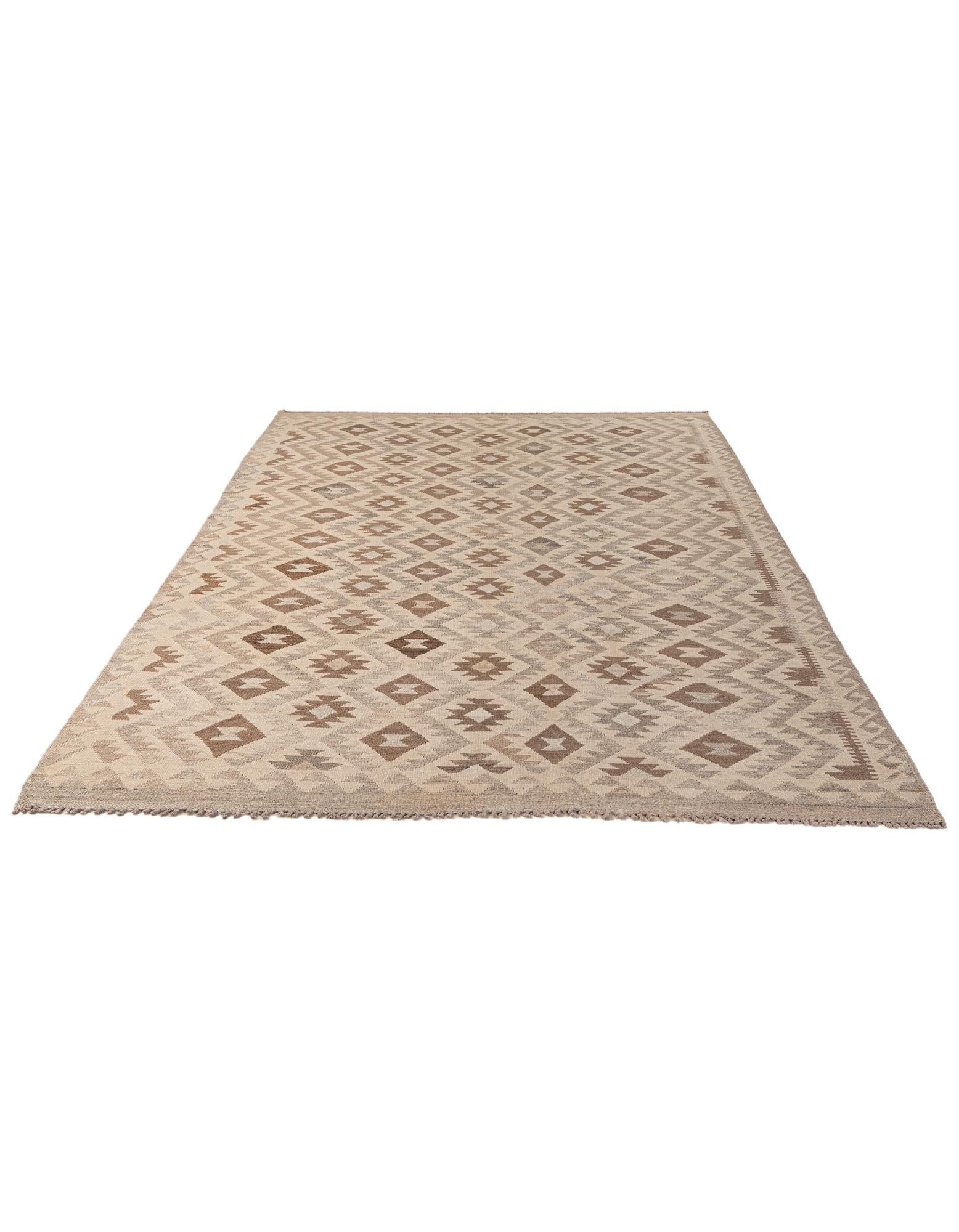 6' 5 x 9' 10 Hand Woven Kilim Maymana Wool Rug