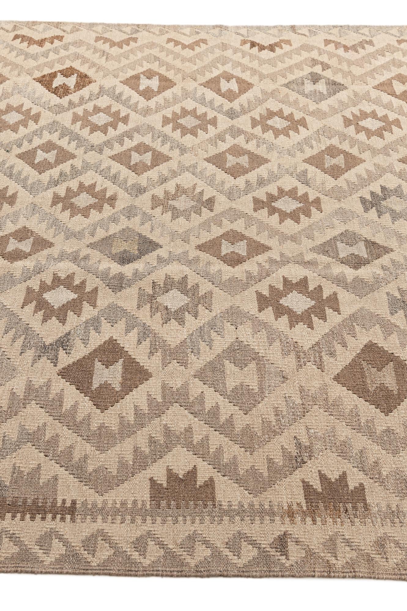 6' 5 x 9' 10 Hand Woven Kilim Maymana Wool Rug