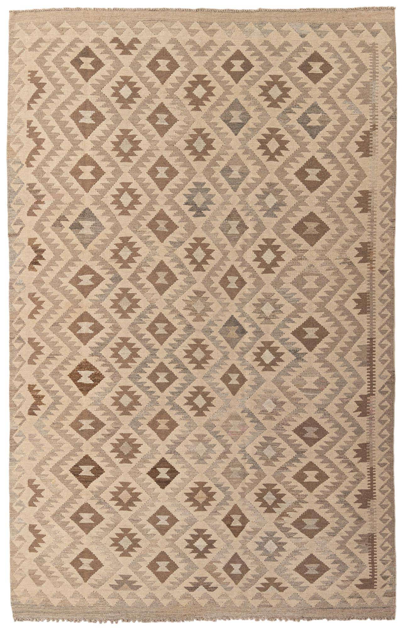 6' 5 x 9' 10 Hand Woven Kilim Maymana Wool Rug