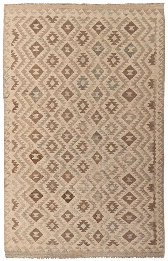 6' 5 x 9' 10 Hand Woven Kilim Maymana Wool Rug