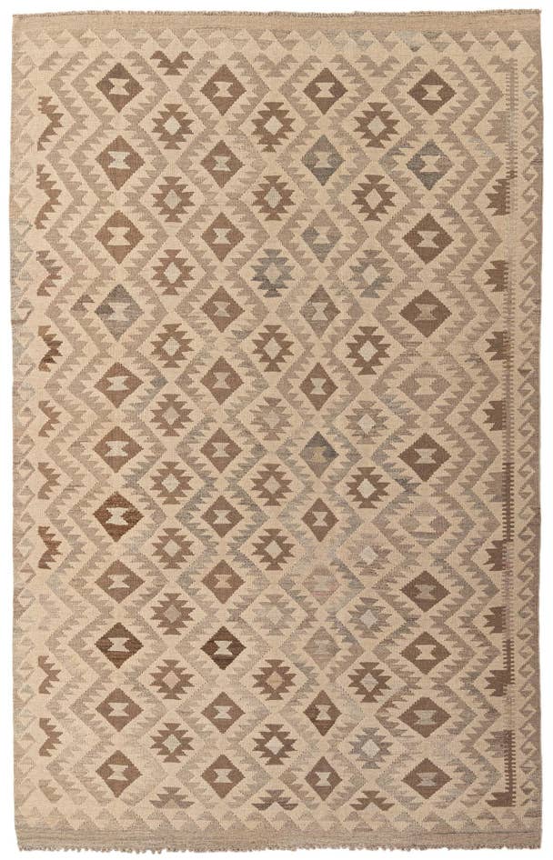 Detail image of 6' 5 x 9' 10 Hand Woven Kilim Maymana Wool Rug
