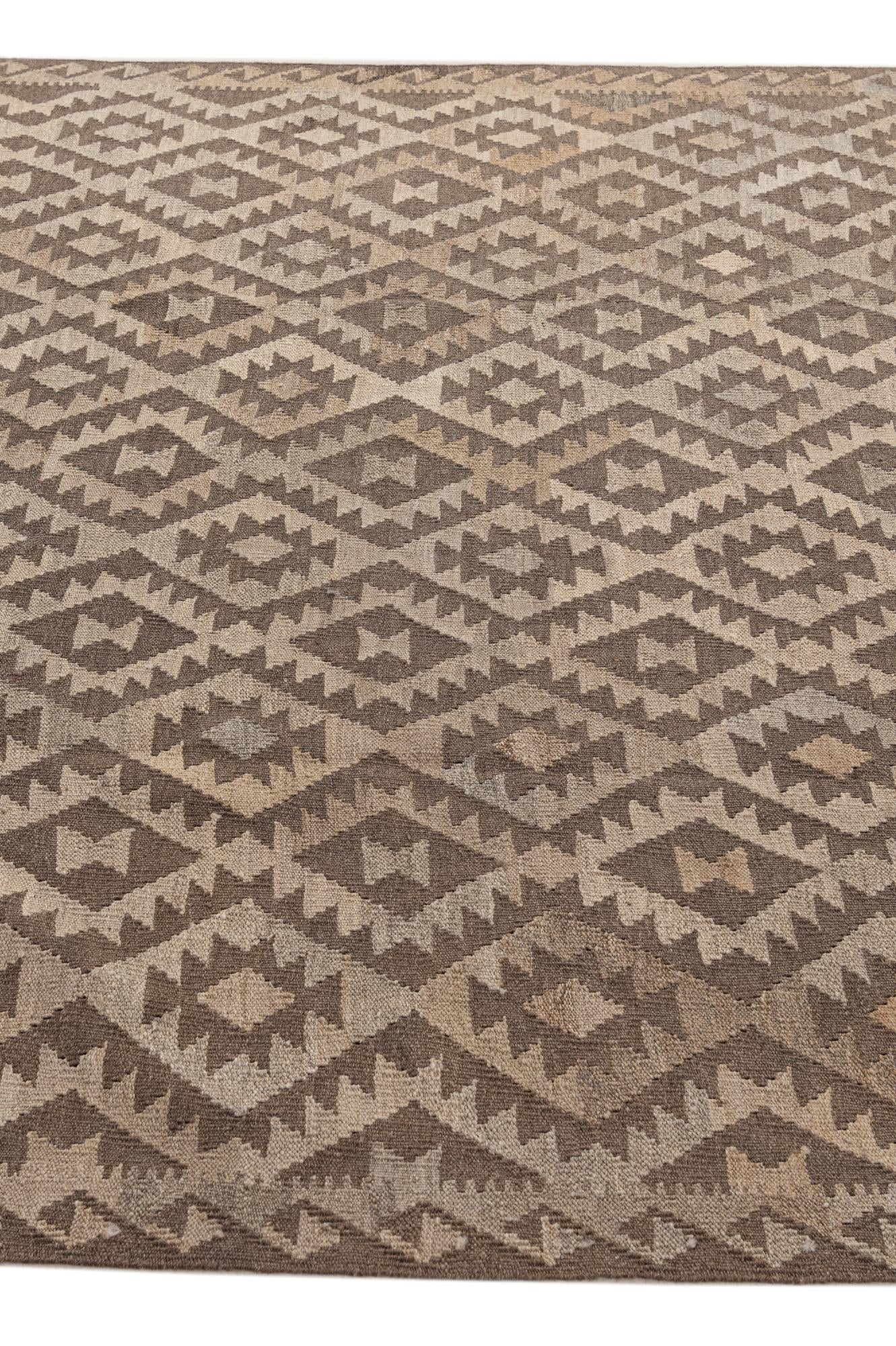 6' 6 x 10' Hand Woven Kilim Maymana Wool Rug