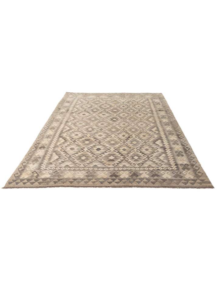 6' 10 x 9' 7 Hand Woven Kilim Maymana Wool Rug