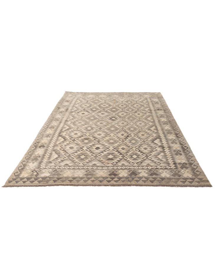 Detail image of 6' 10 x 9' 7 Hand Woven Kilim Maymana Wool Rug