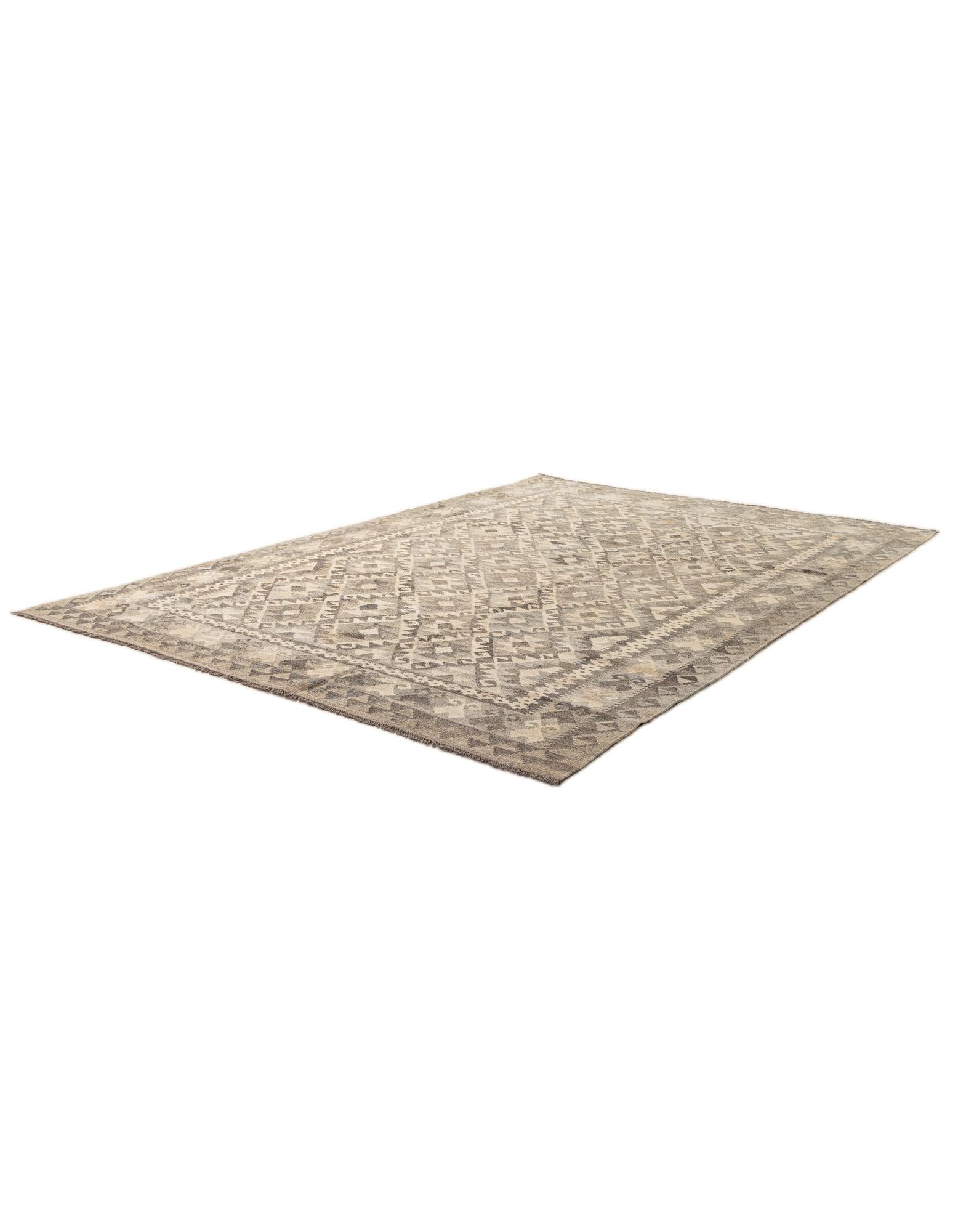 6' 10 x 9' 7 Hand Woven Kilim Maymana Wool Rug