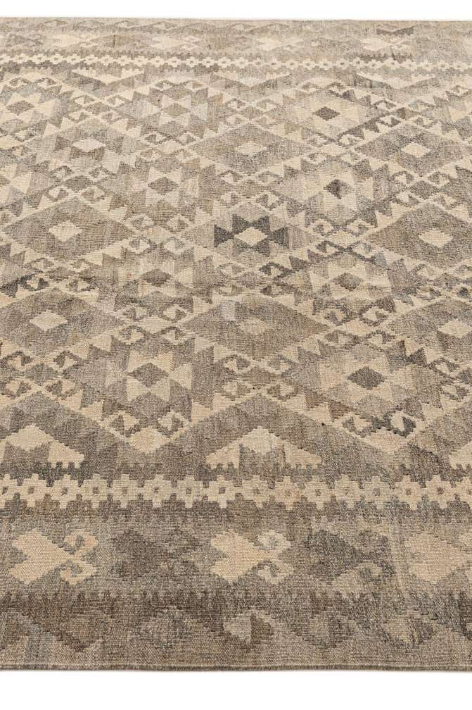 6' 10 x 9' 7 Hand Woven Kilim Maymana Wool Rug