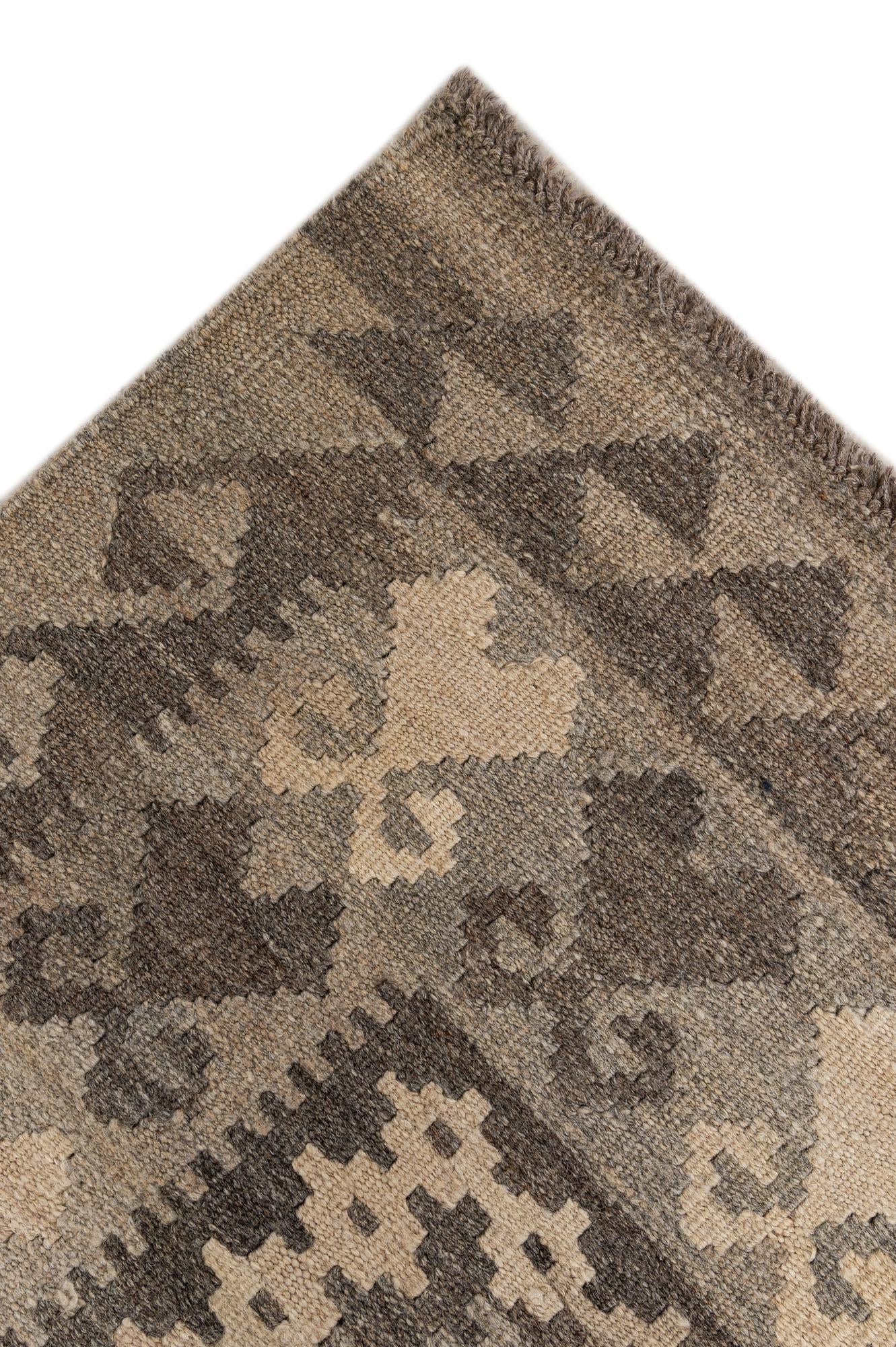 6' 10 x 9' 7 Hand Woven Kilim Maymana Wool Rug