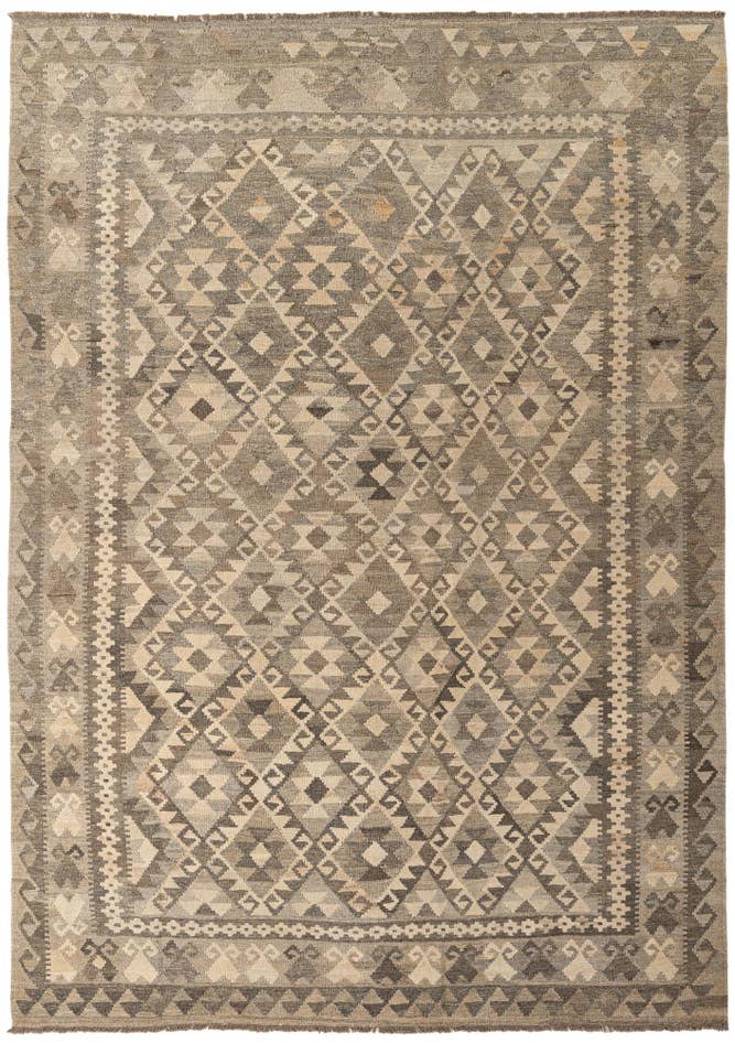 Detail image of 6' 10 x 9' 7 Hand Woven Kilim Maymana Wool Rug