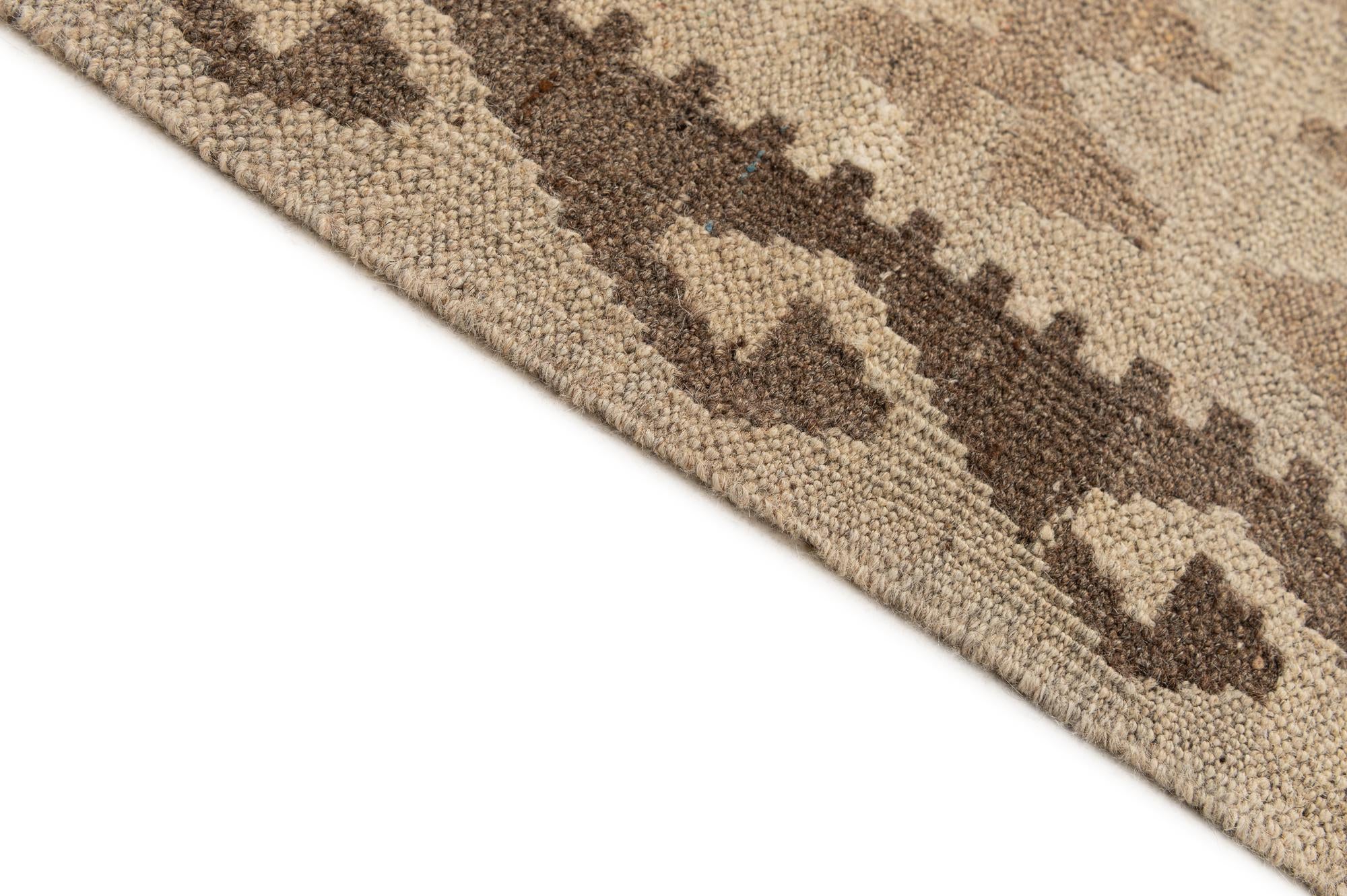 6' 10 x 9' 9 Hand Woven Kilim Maymana Wool Rug