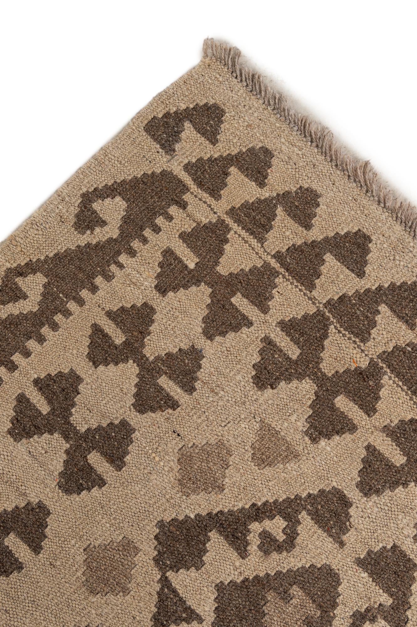 6' 10 x 9' 9 Hand Woven Kilim Maymana Wool Rug