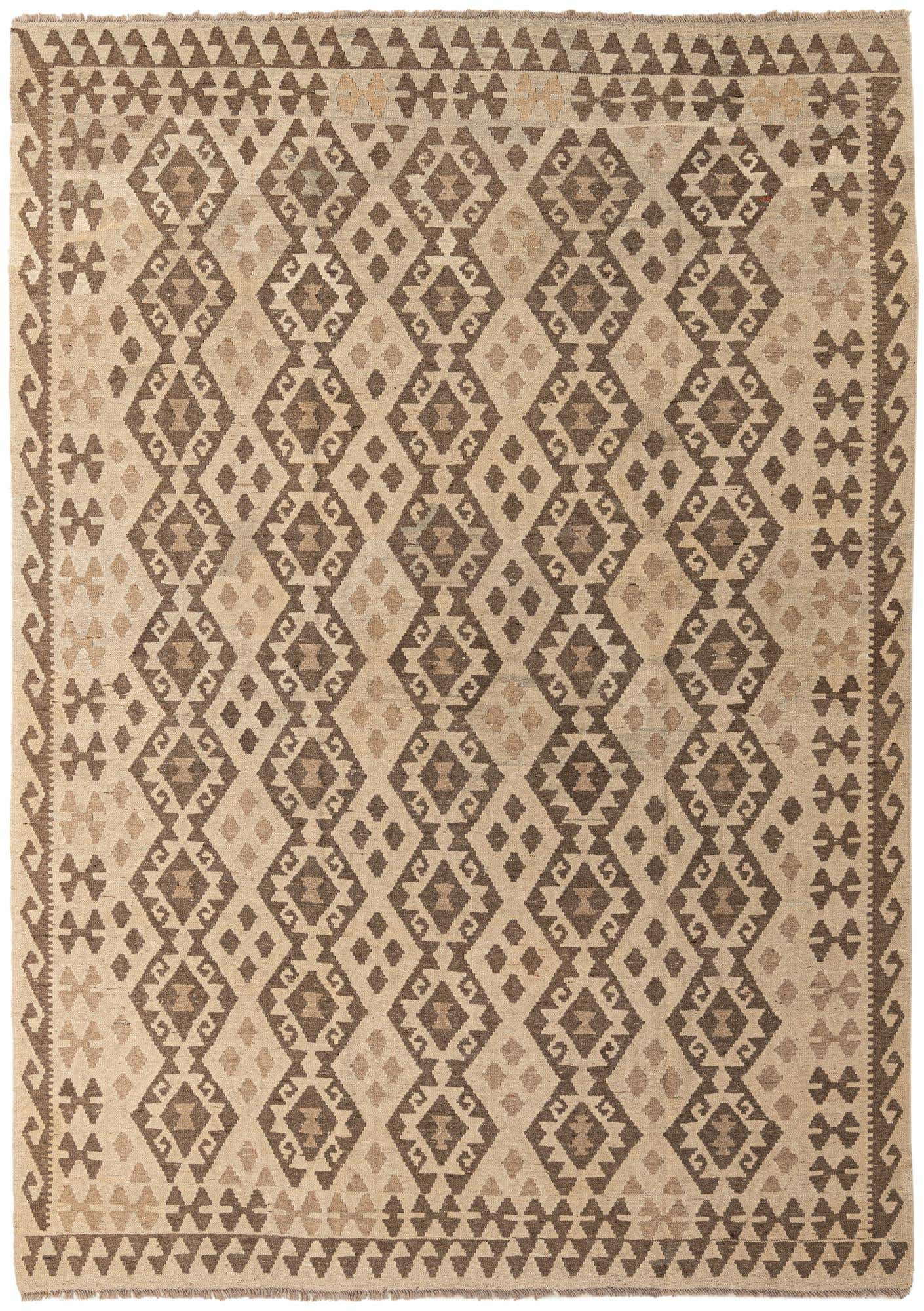 6' 10 x 9' 9 Hand Woven Kilim Maymana Wool Rug