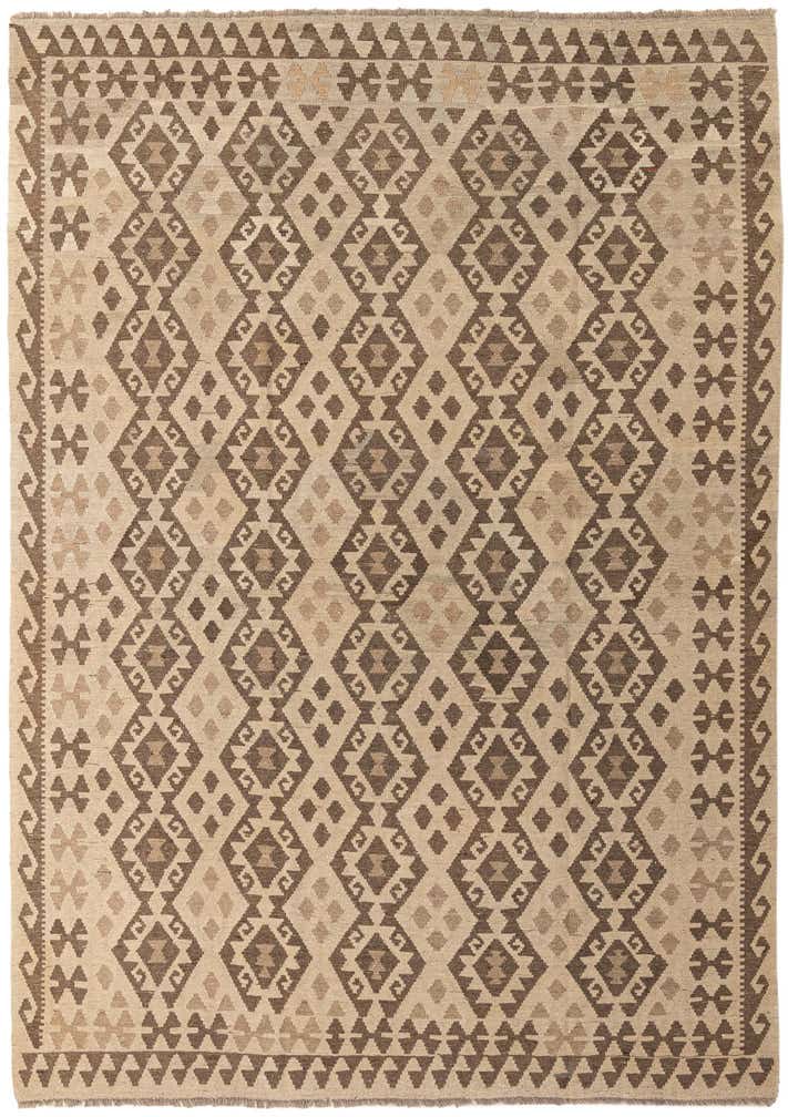 6' 10 x 9' 9 Hand Woven Kilim Maymana Wool Rug
