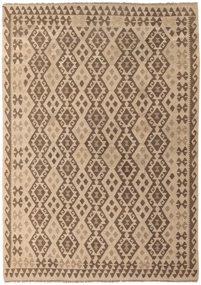 Detail image of 6' 10 x 9' 9 Hand Woven Kilim Maymana Wool Rug
