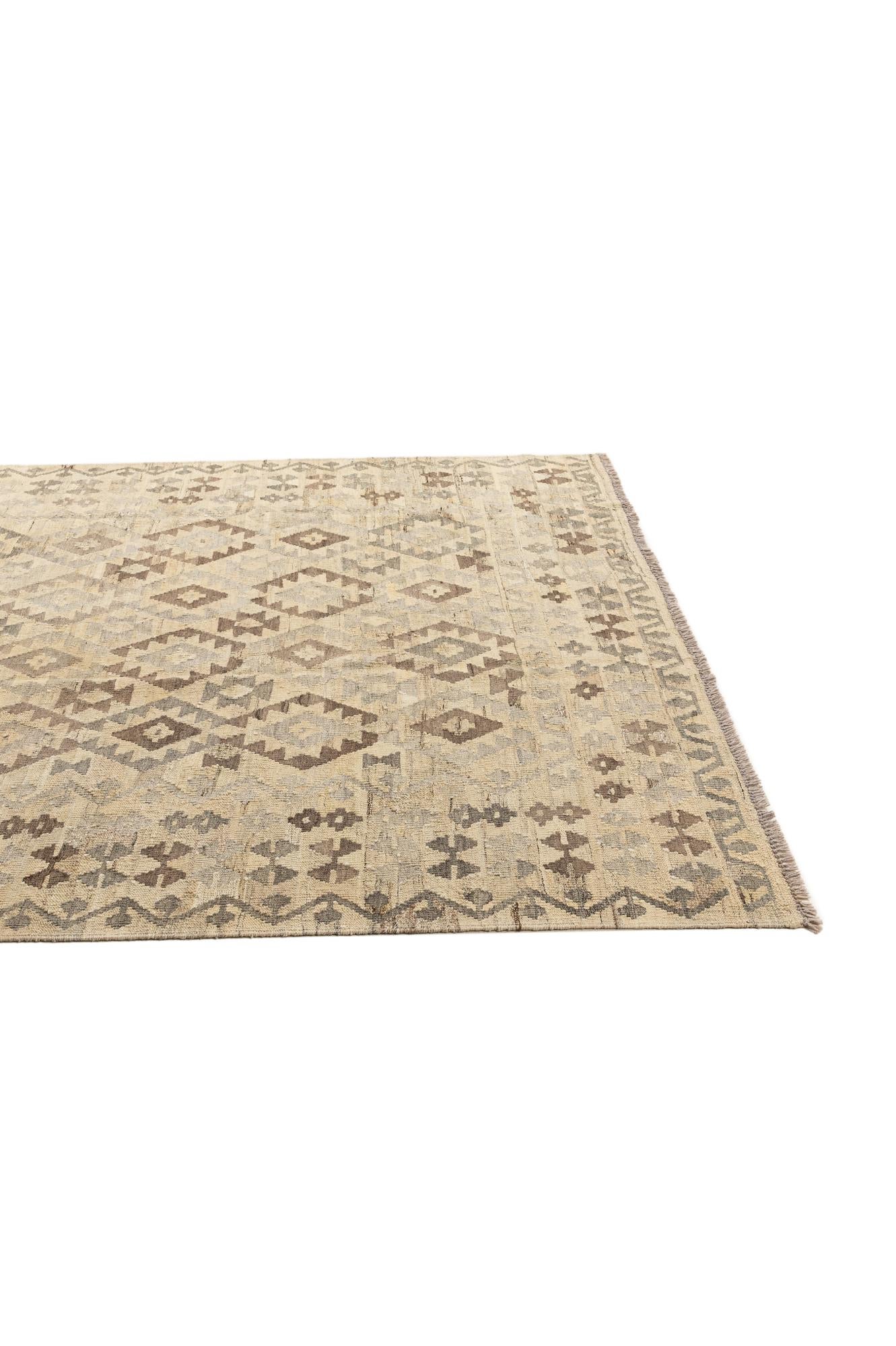 6' 10 x 9' 11 Hand Woven Kilim Maymana Wool Rug