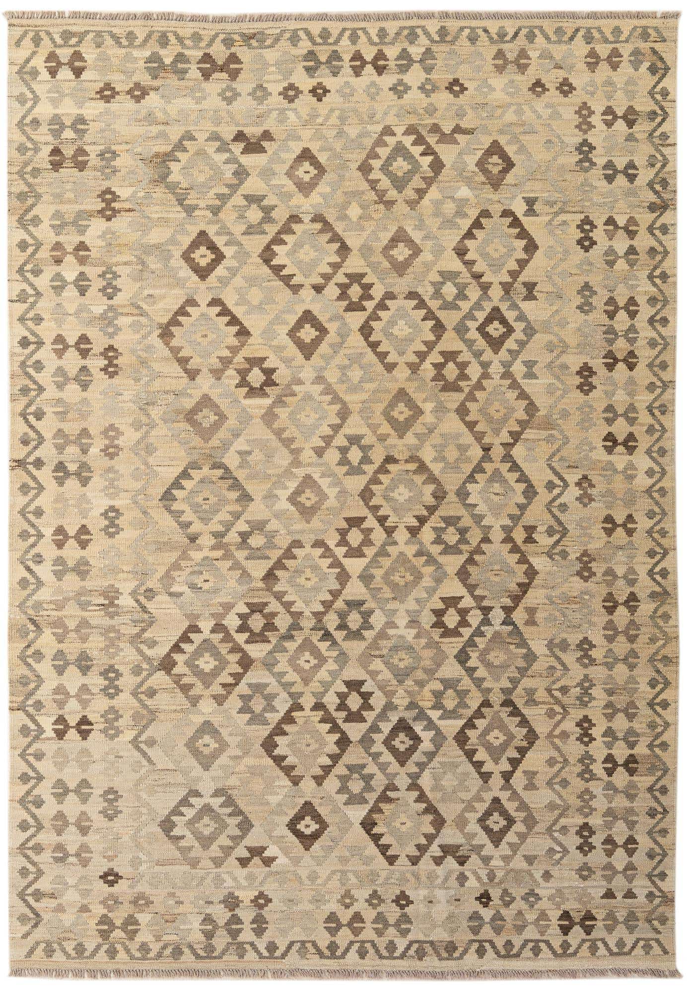 6' 10 x 9' 11 Hand Woven Kilim Maymana Wool Rug