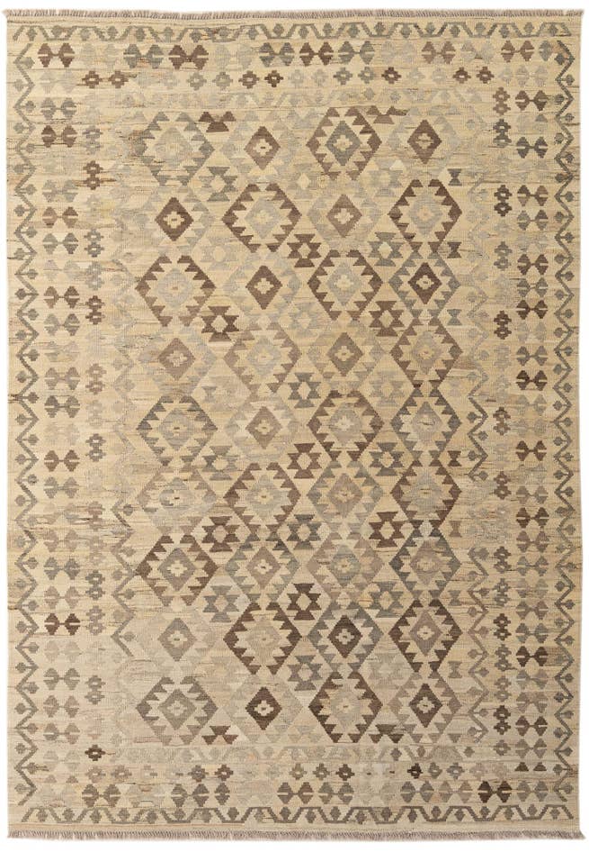 Detail image of 6' 10 x 9' 11 Hand Woven Kilim Maymana Wool Rug