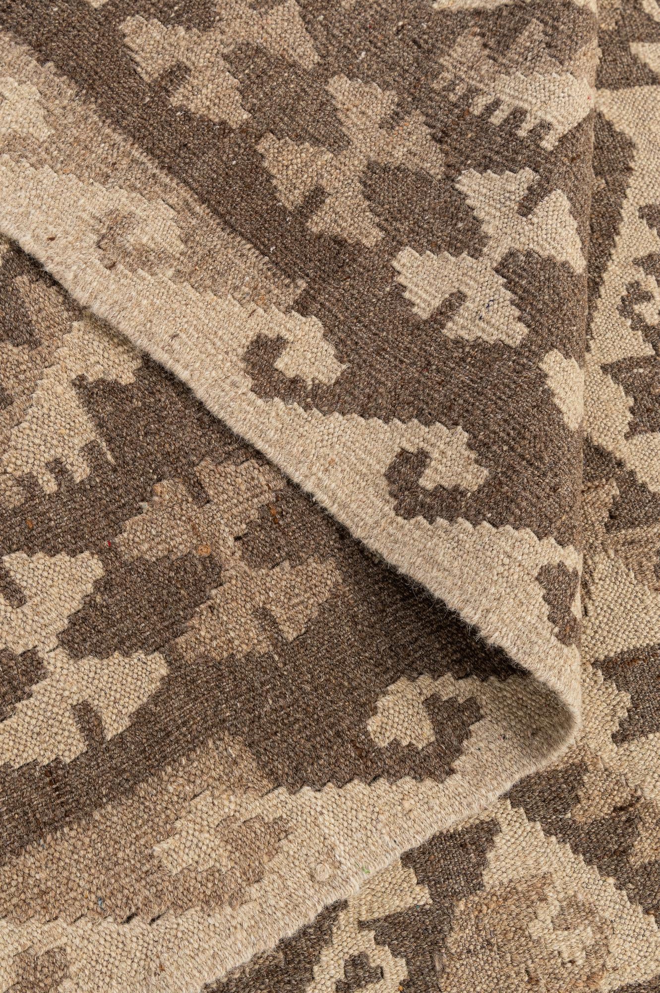 6' 11 x 9' 9 Hand Woven Kilim Maymana Wool Rug