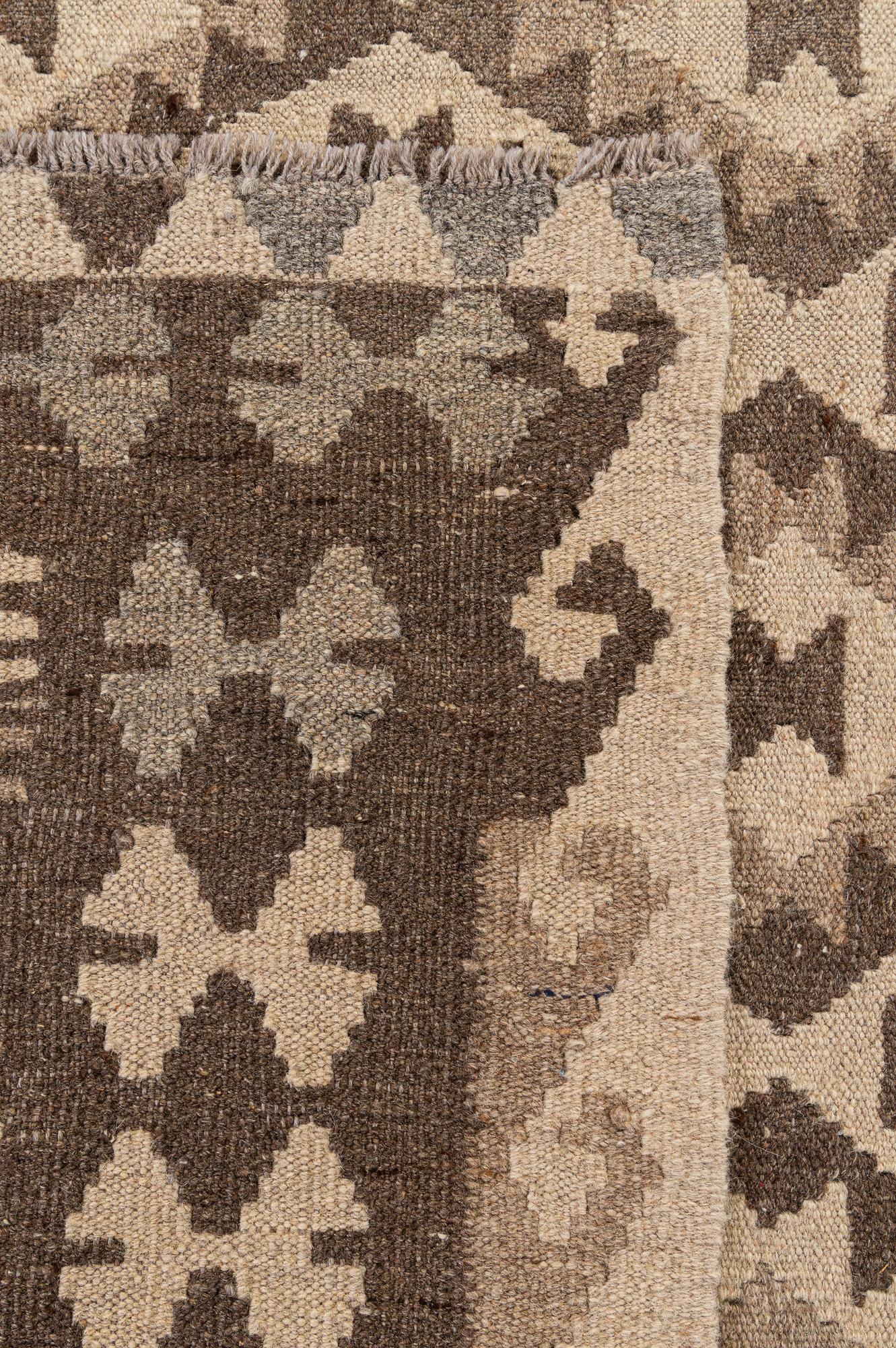 6' 11 x 9' 9 Hand Woven Kilim Maymana Wool Rug