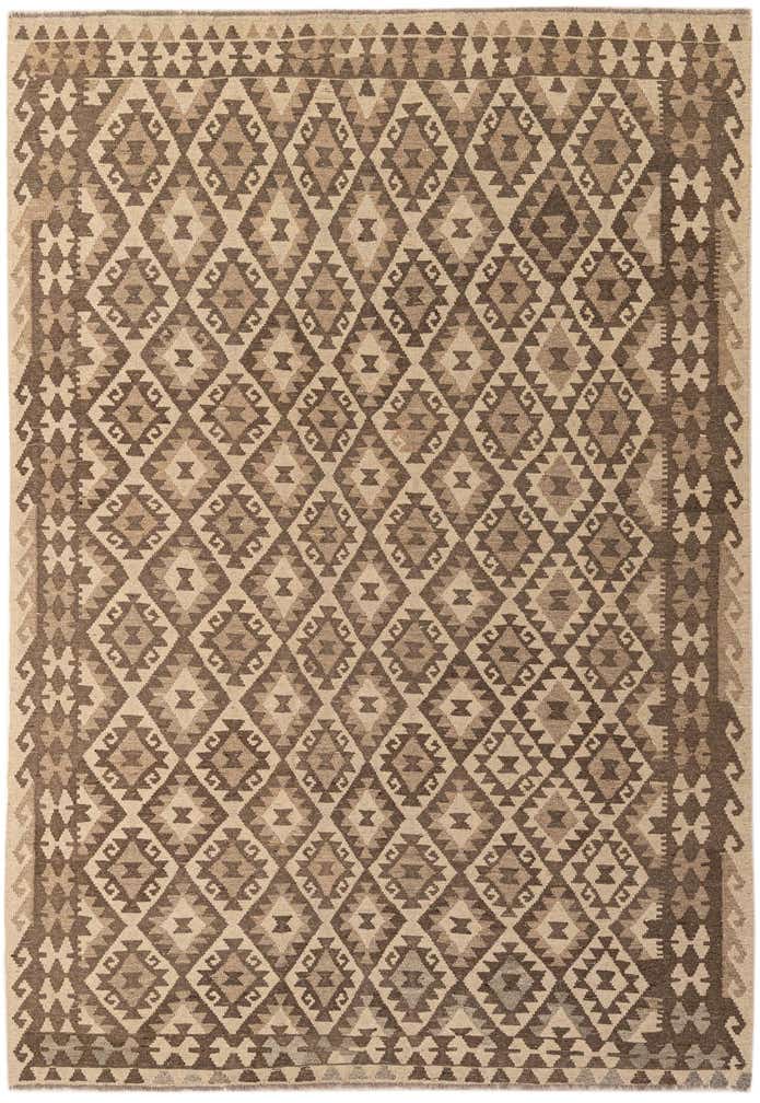 6' 11 x 9' 9 Hand Woven Kilim Maymana Wool Rug