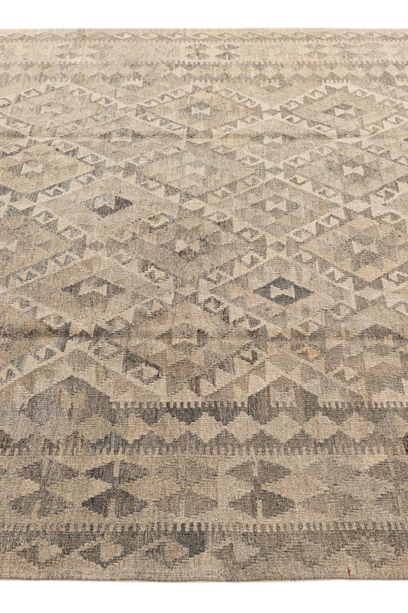 6' 10 x 9' 10 Hand Woven Kilim Maymana Wool Rug