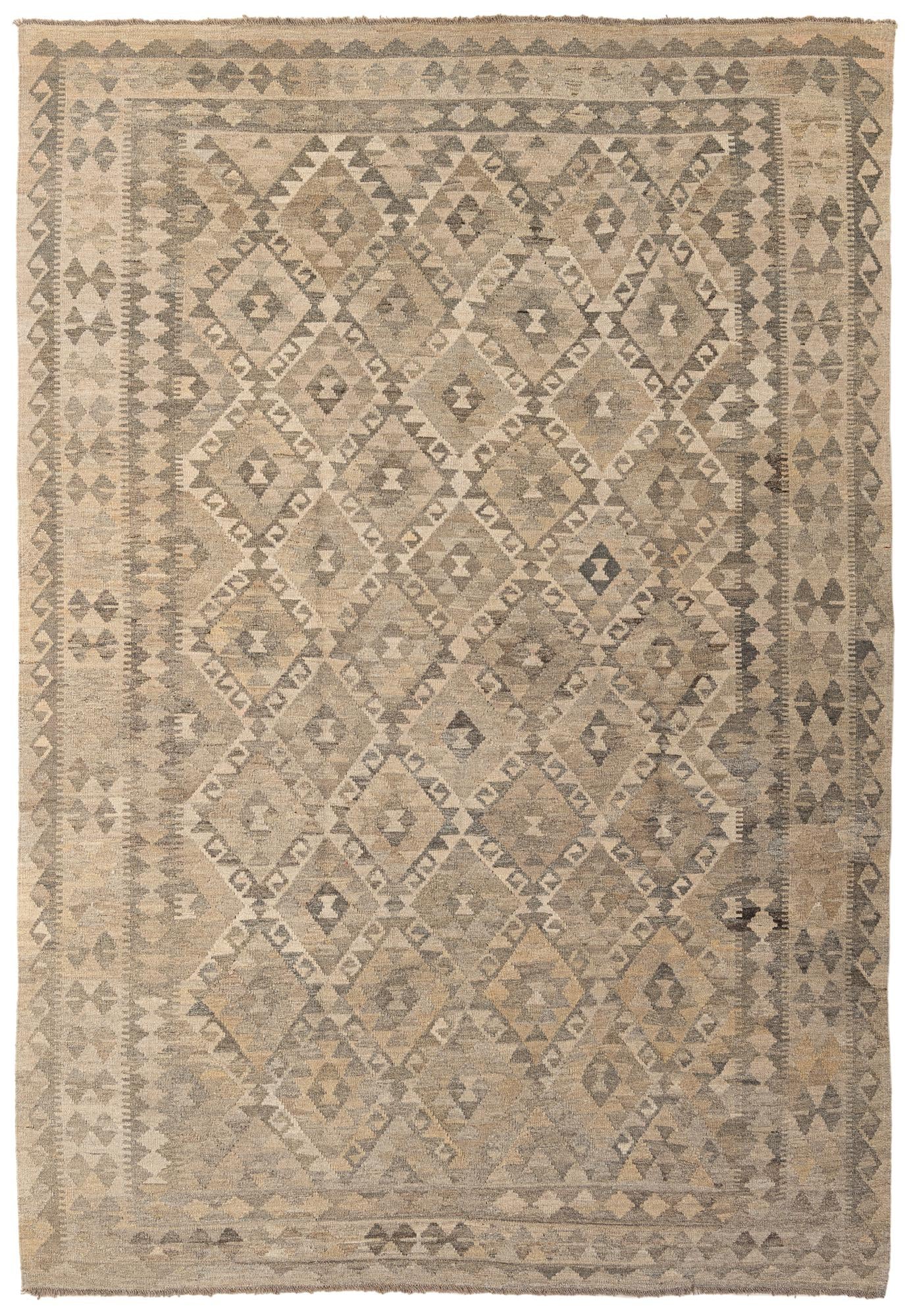 6' 10 x 9' 10 Hand Woven Kilim Maymana Wool Rug