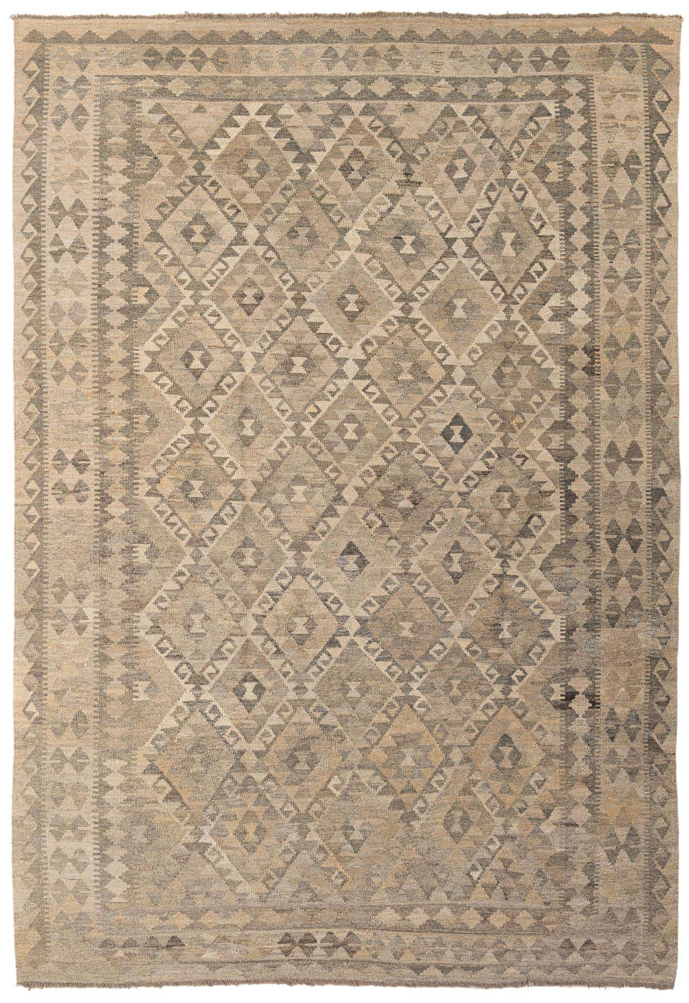 6' 10 x 9' 10 Hand Woven Kilim Maymana Wool Rug