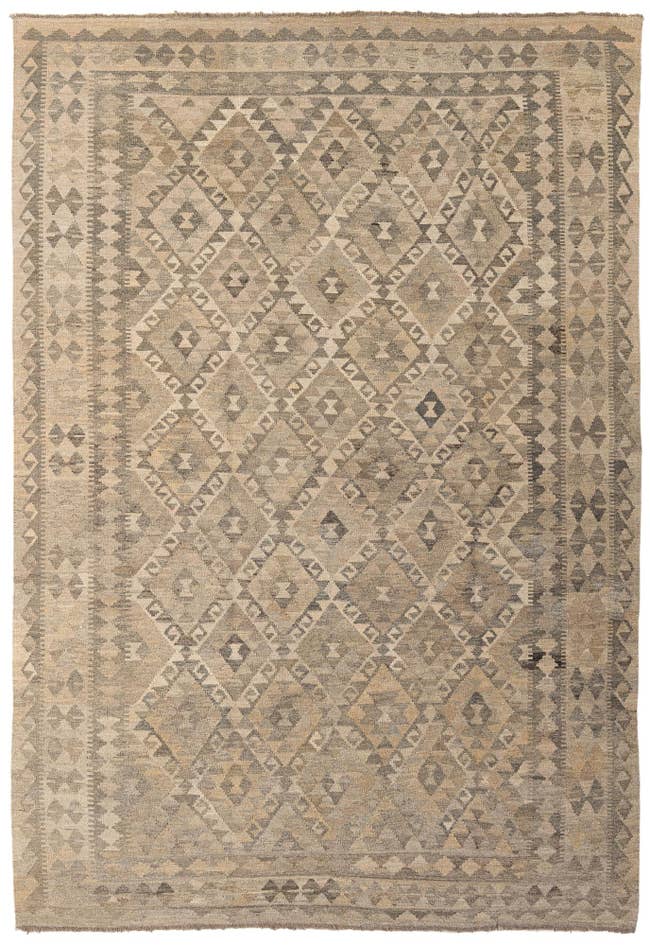 Detail image of 6' 10 x 9' 10 Hand Woven Kilim Maymana Wool Rug