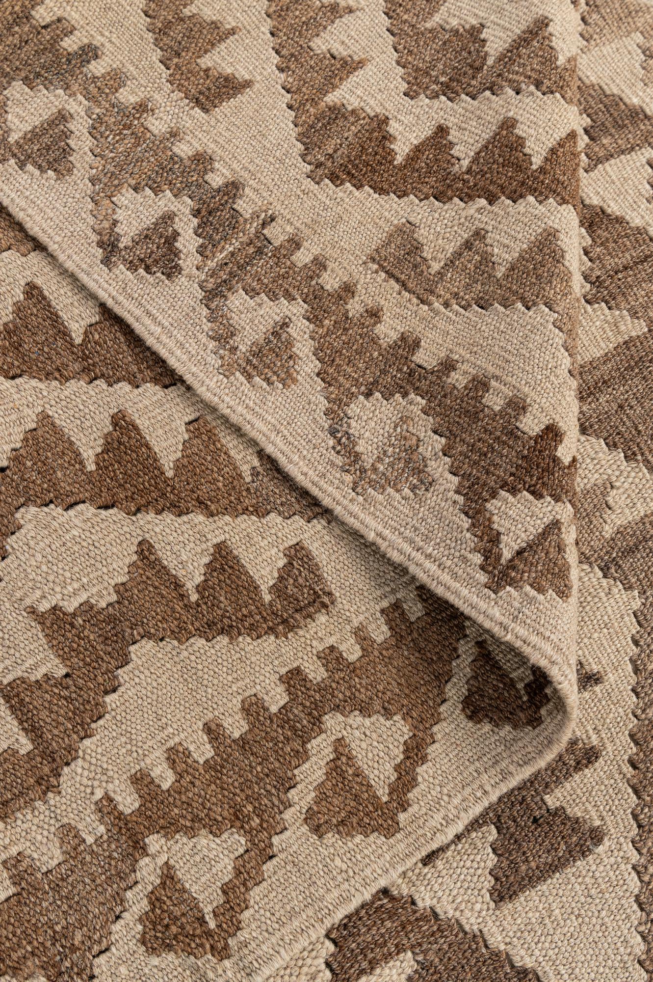 7' 1 x 9' 8 Hand Woven Kilim Maymana Wool Rug