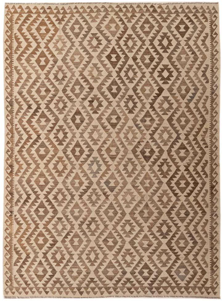 7' 1 x 9' 8 Hand Woven Kilim Maymana Wool Rug