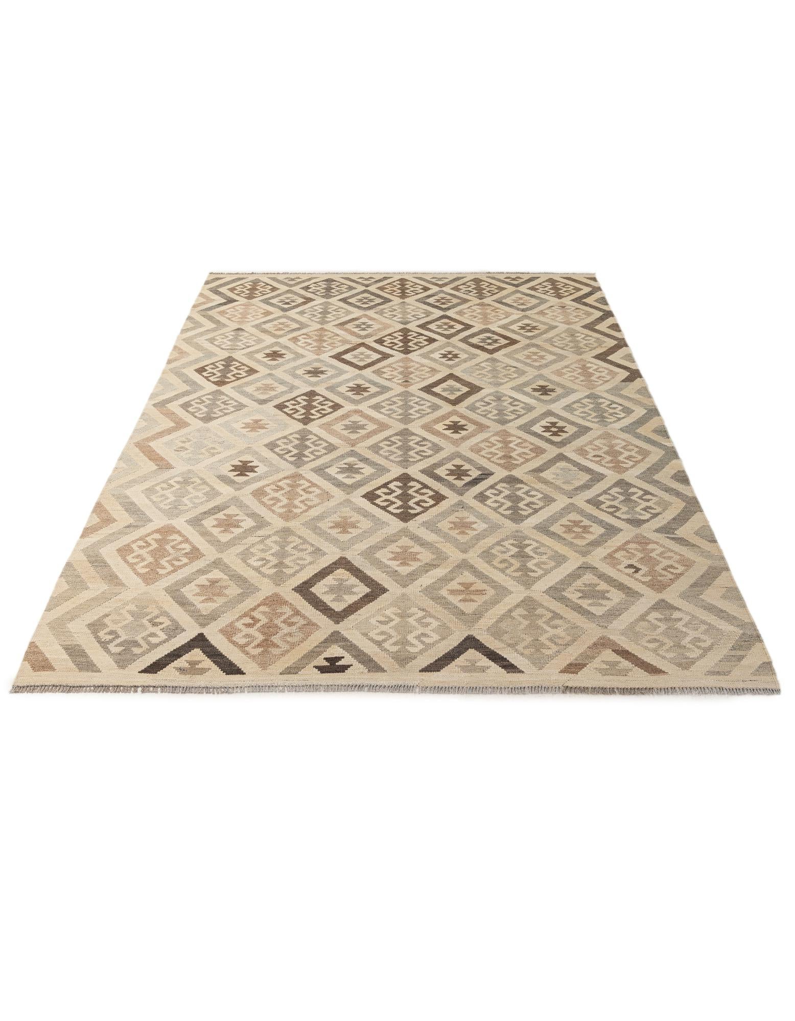 6' 9 x 9' 9 Hand Woven Kilim Maymana Wool Rug