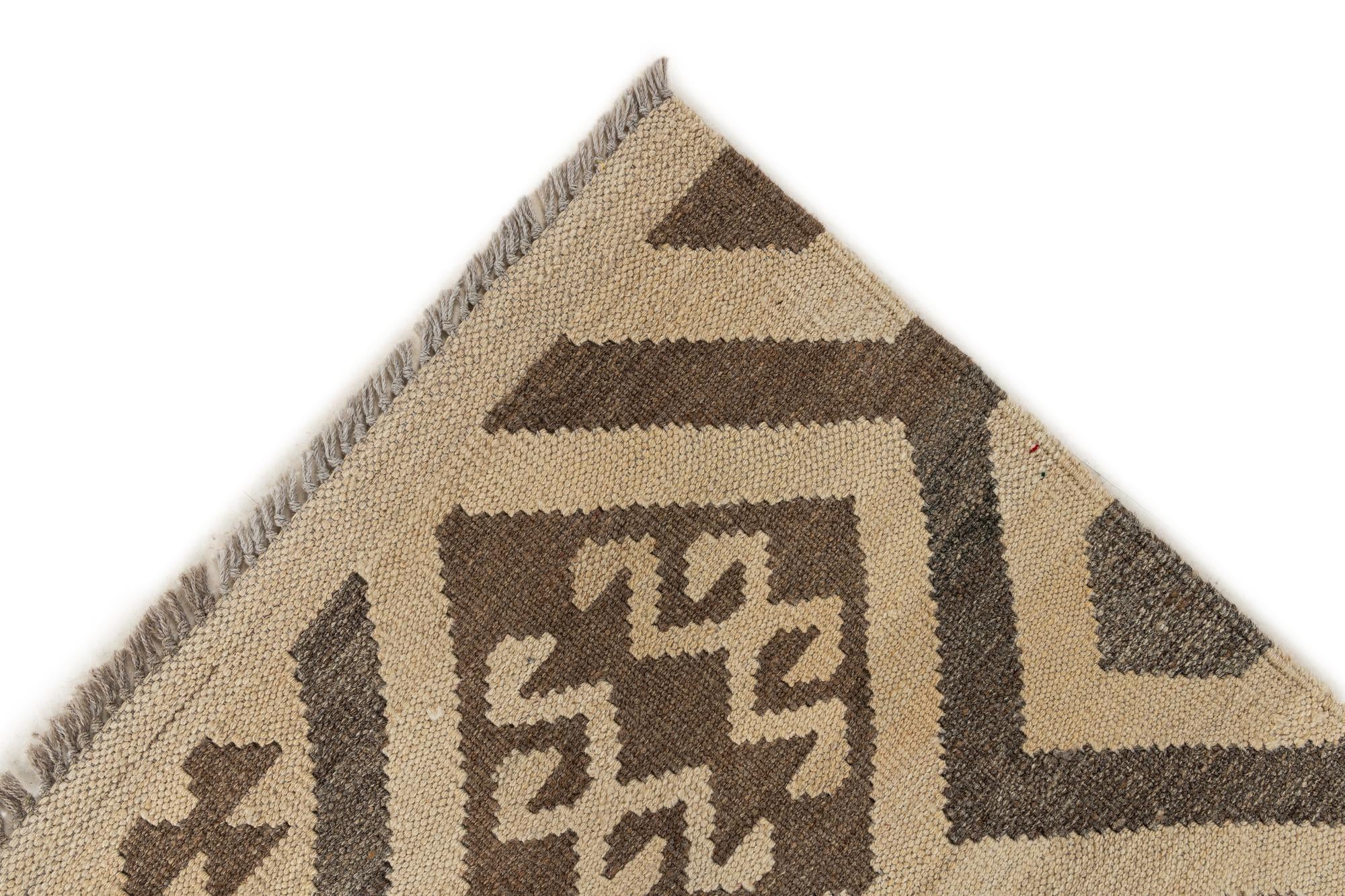 6' 9 x 9' 9 Hand Woven Kilim Maymana Wool Rug