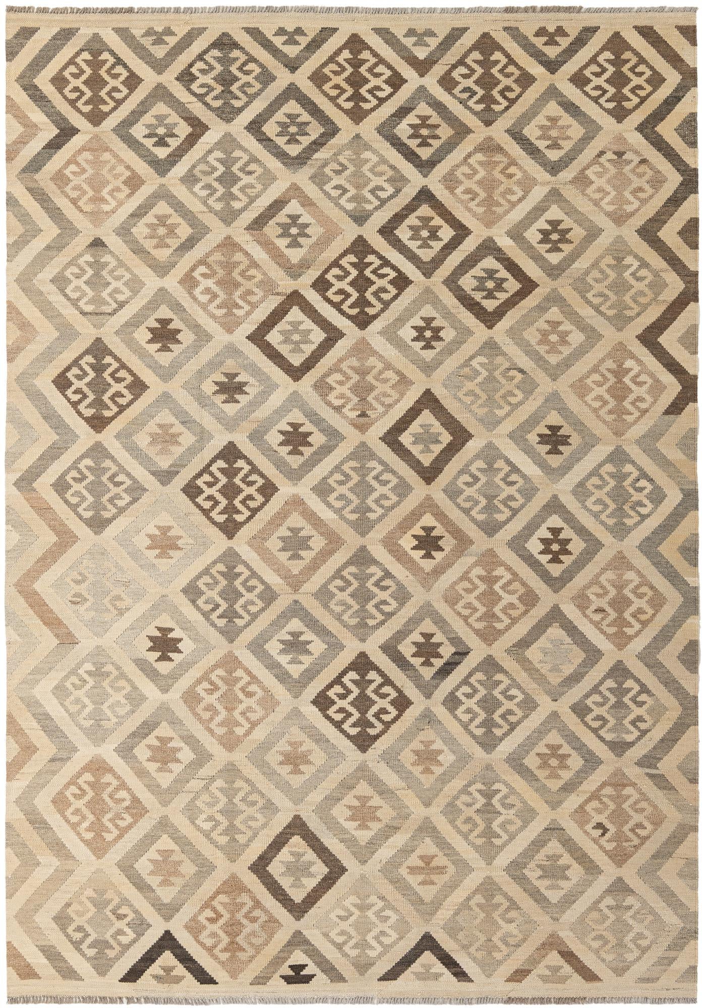 6' 9 x 9' 9 Hand Woven Kilim Maymana Wool Rug
