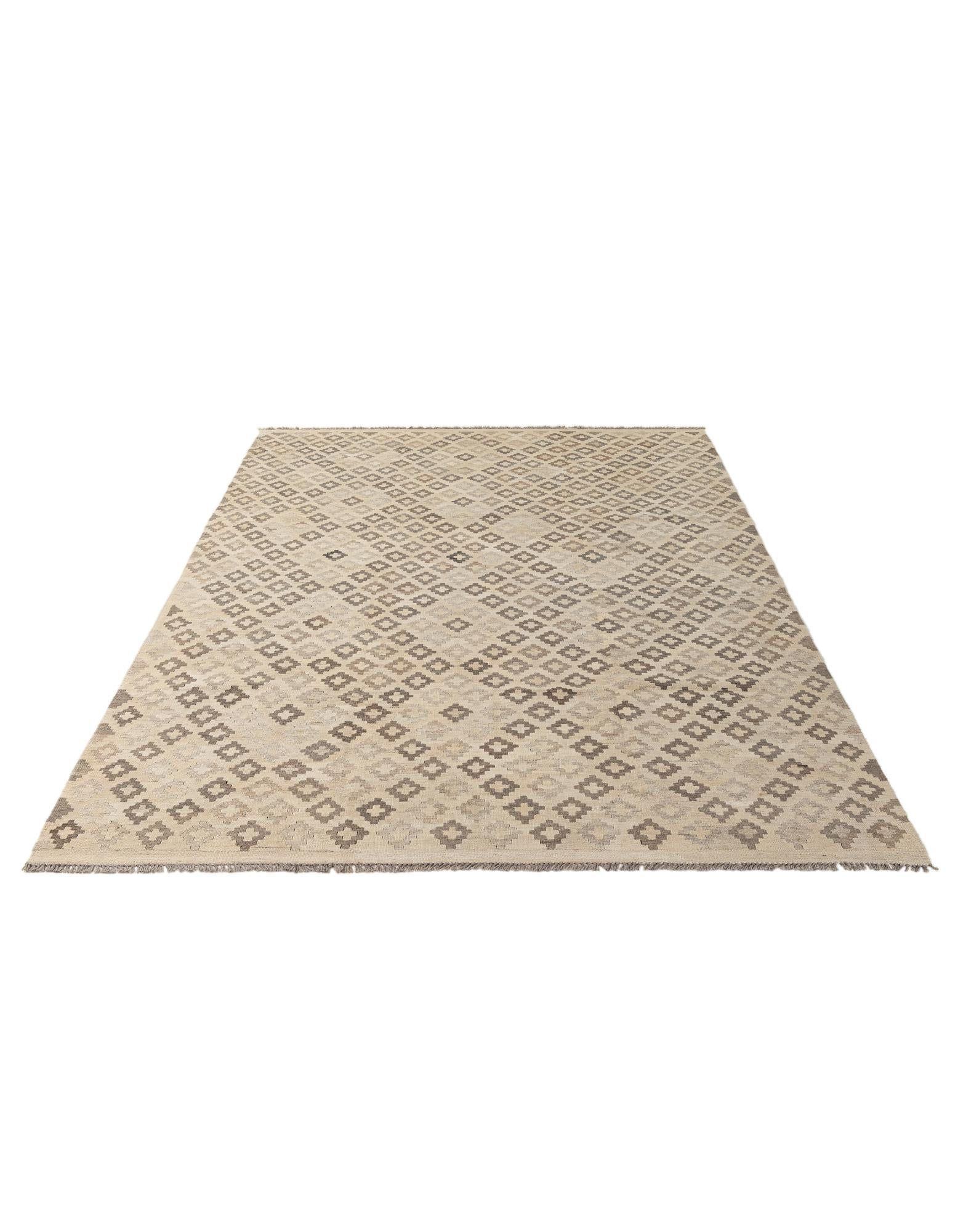6' 9 x 9' 8 Hand Woven Kilim Maymana Wool Rug