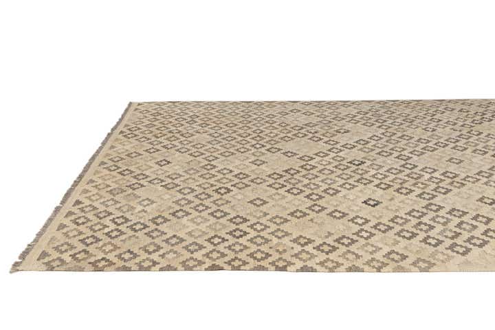 6' 9 x 9' 8 Hand Woven Kilim Maymana Wool Rug