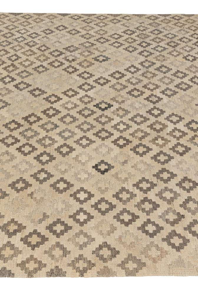 6' 9 x 9' 8 Hand Woven Kilim Maymana Wool Rug