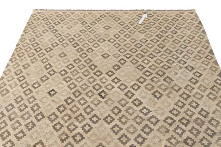 6' 9 x 9' 8 Hand Woven Kilim Maymana Wool Rug