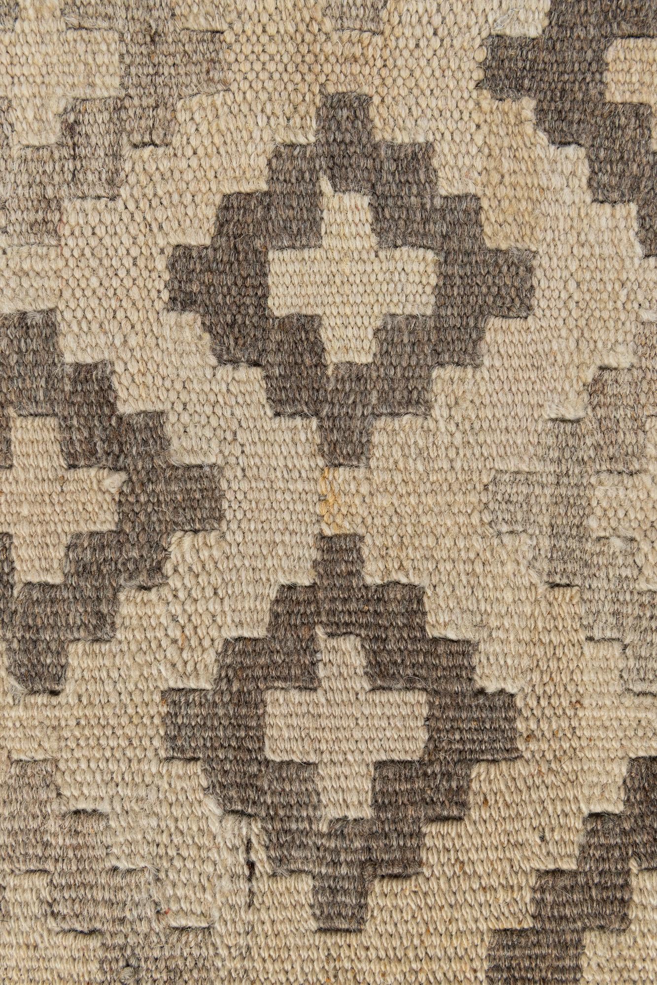 6' 9 x 9' 8 Hand Woven Kilim Maymana Wool Rug
