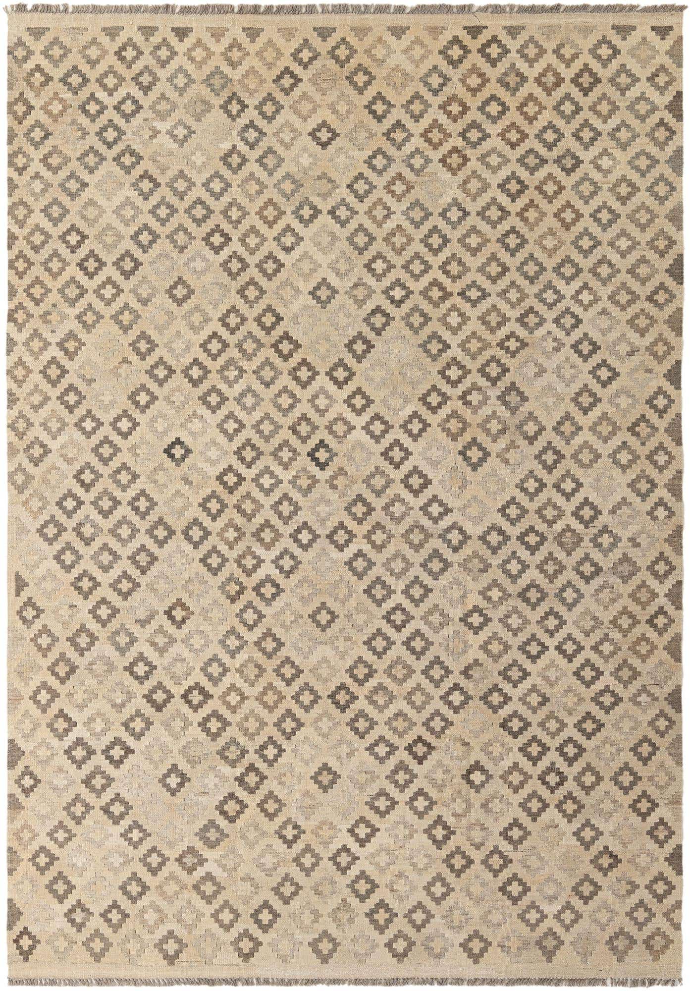 6' 9 x 9' 8 Hand Woven Kilim Maymana Wool Rug