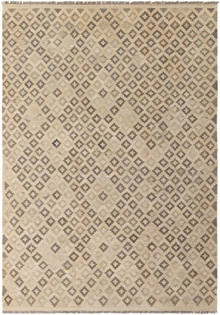6' 9 x 9' 8 Hand Woven Kilim Maymana Wool Rug