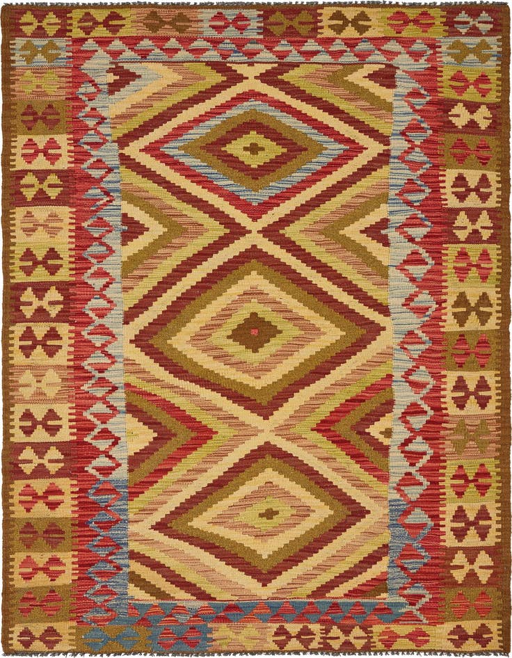 Detail image of 3' 10 x 6' 8 Hand Woven Kilim Maymana Wool Rug