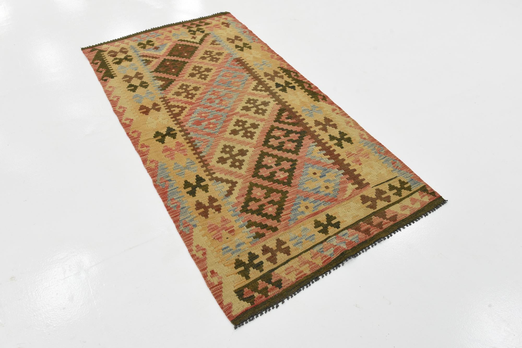 100cm x 190cm Tejido a mano Kilim Maymana Alfombra Lana