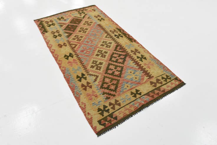 Detail image of 100cm x 190cm Hand Woven Kilim Maymana Wool Rug